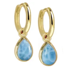 Laihas Classic Chic Raindrop Gold Larimar Hoop Earrings