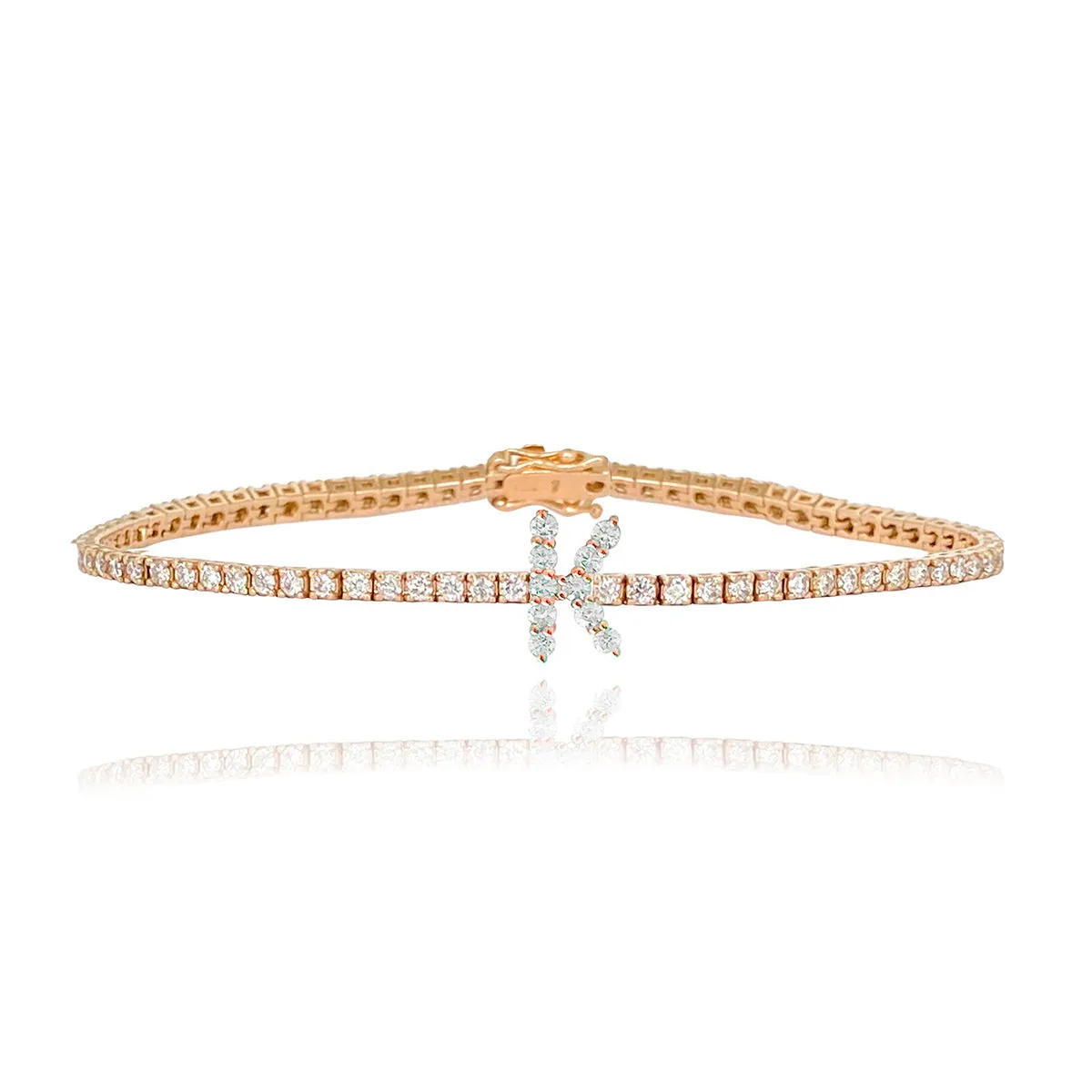 Large Diamond Initial Tennis Bracelet