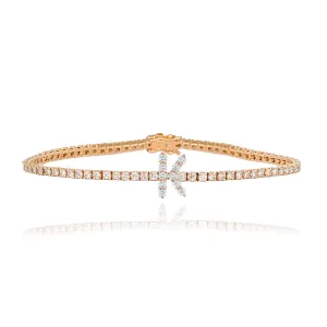 Large Diamond Initial Tennis Bracelet