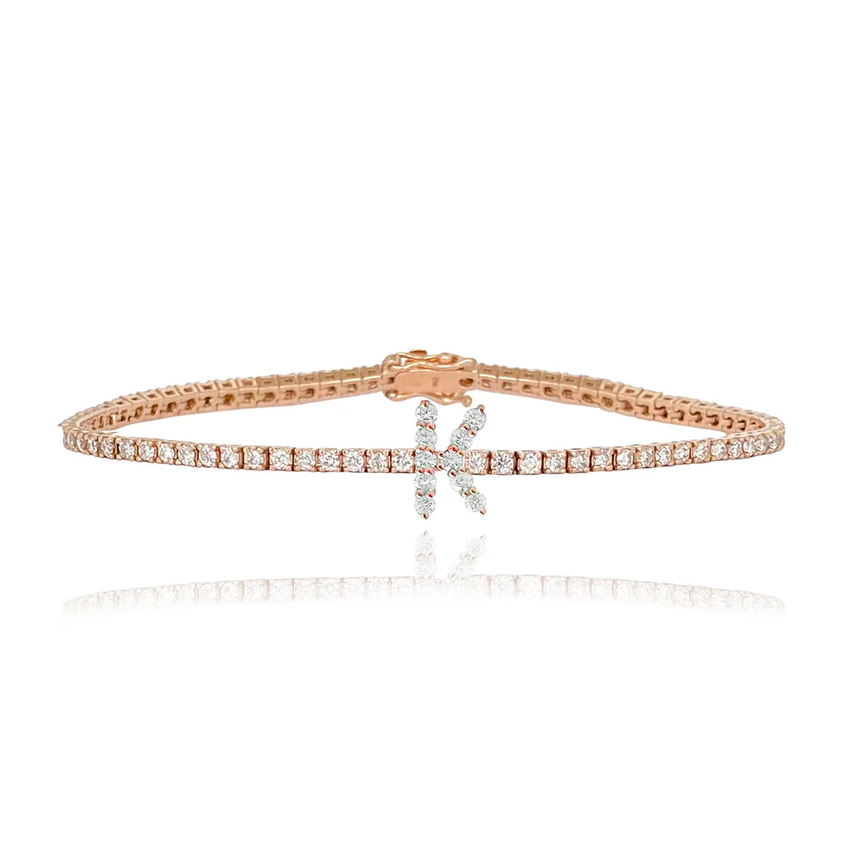 Large Diamond Initial Tennis Bracelet