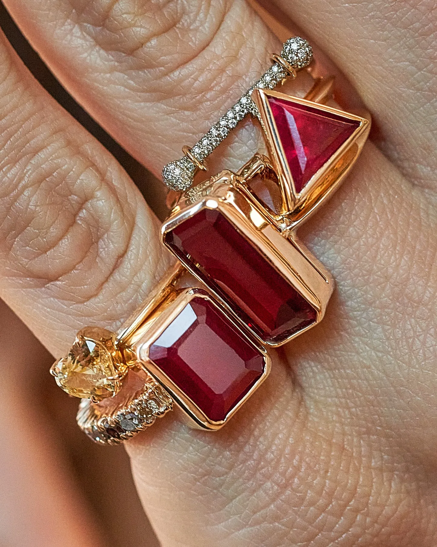 Large Emerald Cut Garnet Ring