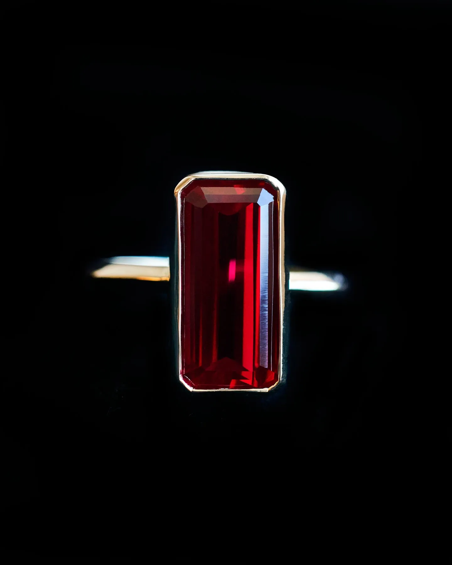Large Emerald Cut Garnet Ring