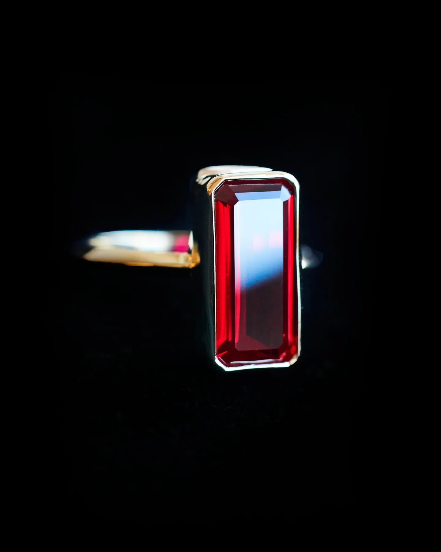 Large Emerald Cut Garnet Ring
