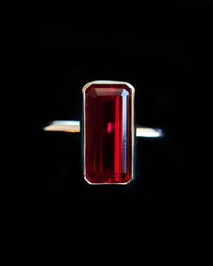 Large Emerald Cut Garnet Ring