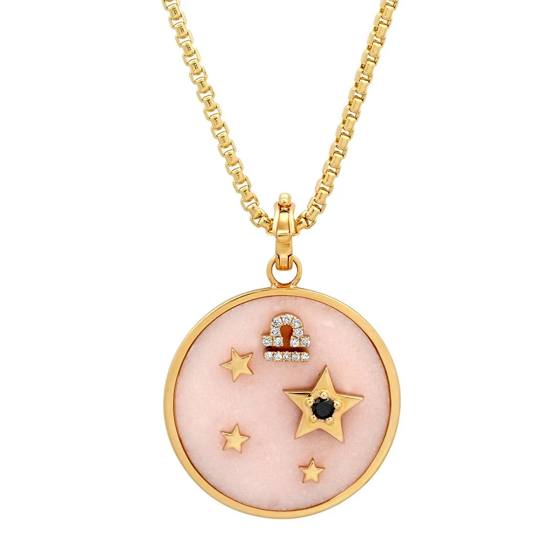 Large Pink Opal Zodiac Necklace - Aquarius on 18” Chain available in store (Other Signs by Special Order)
