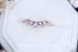 Lavender sapphire ring, sapphire wedding band , engagement ring, sapphire diamond ring, lavender sapphire.
