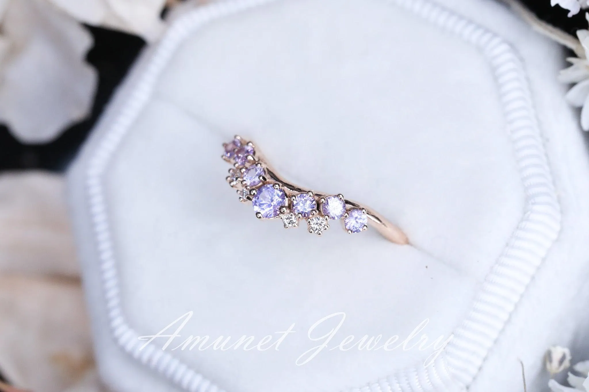 Lavender sapphire ring, sapphire wedding band , engagement ring, sapphire diamond ring, lavender sapphire.
