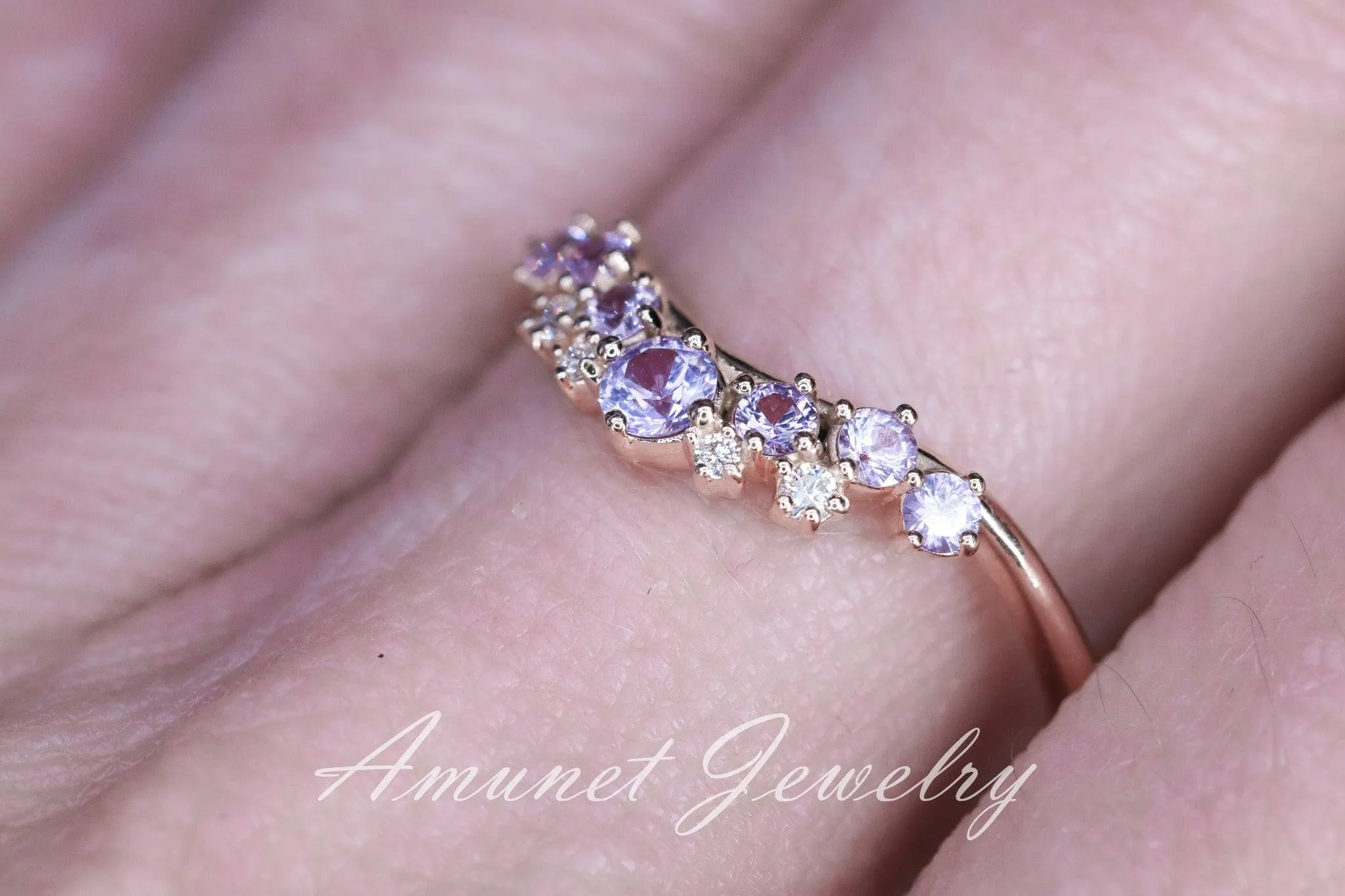 Lavender sapphire ring, sapphire wedding band , engagement ring, sapphire diamond ring, lavender sapphire.
