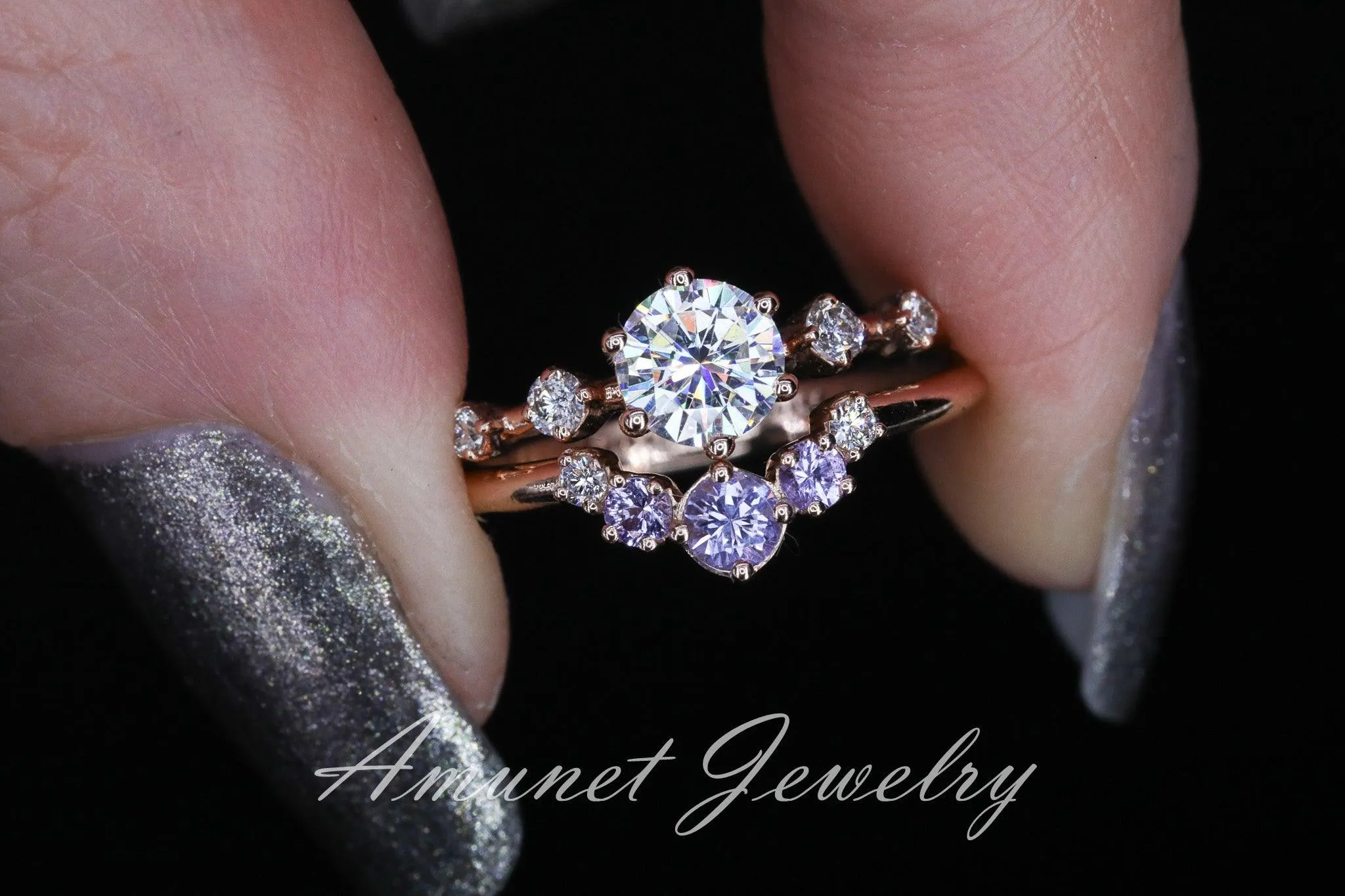 Lavender sapphire wedding band, sapphire wedding band , engagement ring, diamond ring,  lavender sapphire.