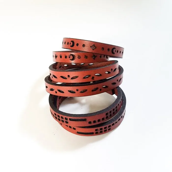 Leather Double Wrap Bracelet - sun & moon