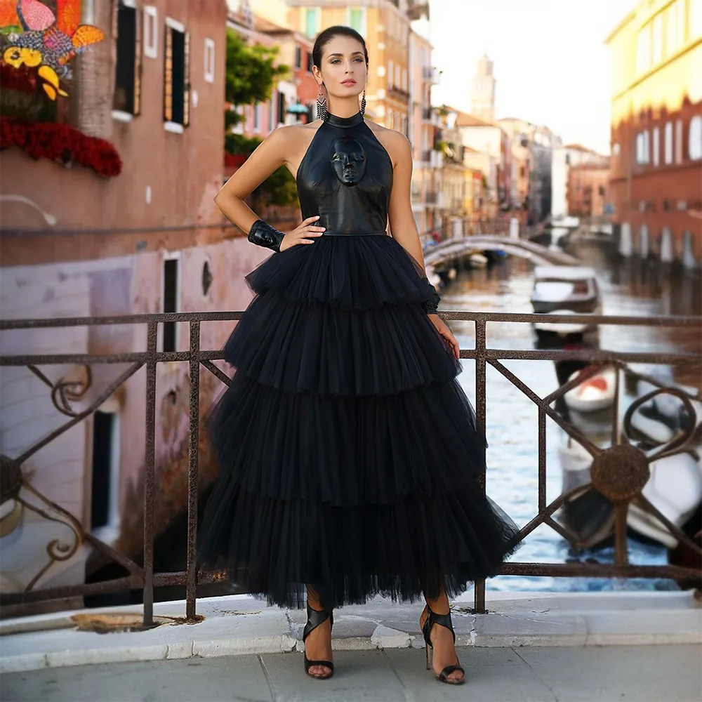 Leather Dress "Face" With Open Back