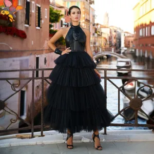Leather Dress "Face" With Open Back