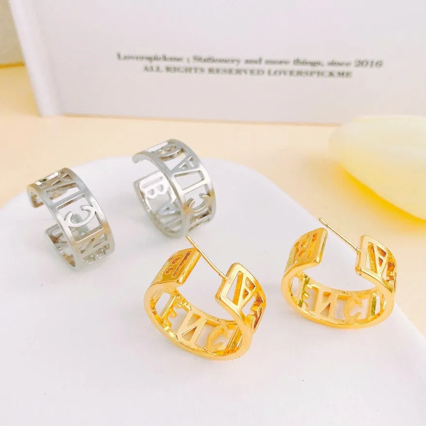 Letters Hoop Earrings