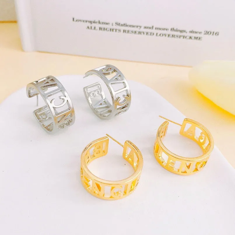 Letters Hoop Earrings