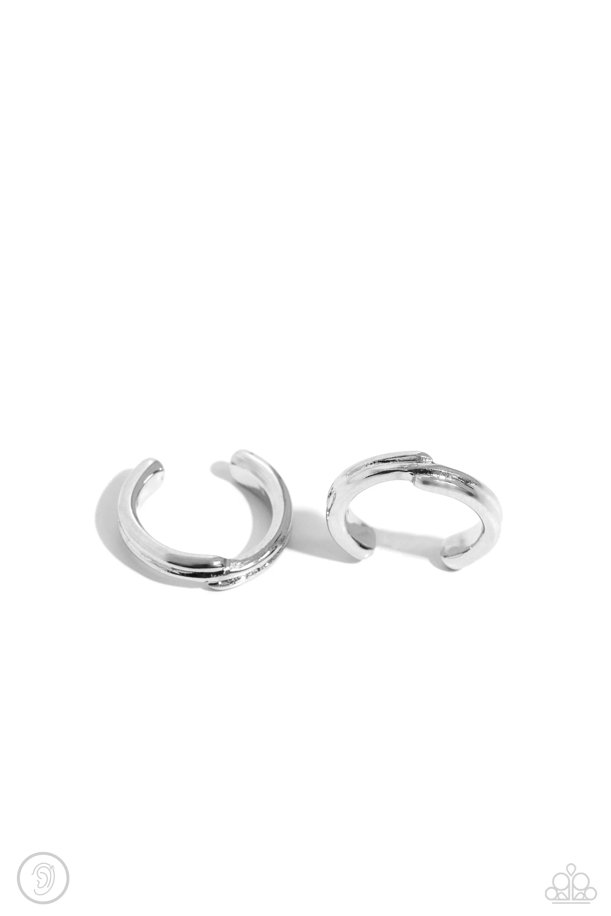Linear Legacy - Silver - Tapered and Textured Paparazzi Ear Cuff Earrings