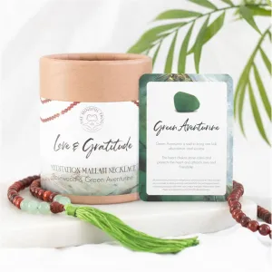 Love and Gratitude Rosewood & Green Aventurine Mala Necklace NEW!