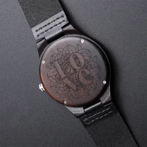 Love with Sunflowers Engraved Wooden Luxury Watch