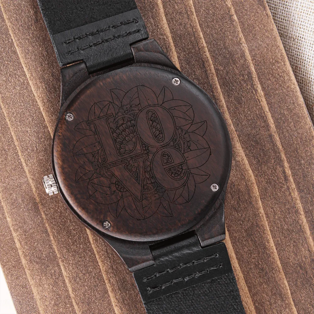 Love with Sunflowers Engraved Wooden Luxury Watch