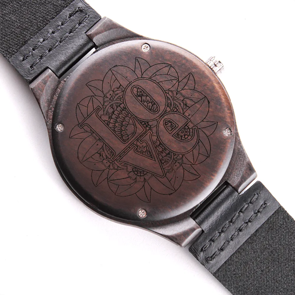 Love with Sunflowers Engraved Wooden Luxury Watch