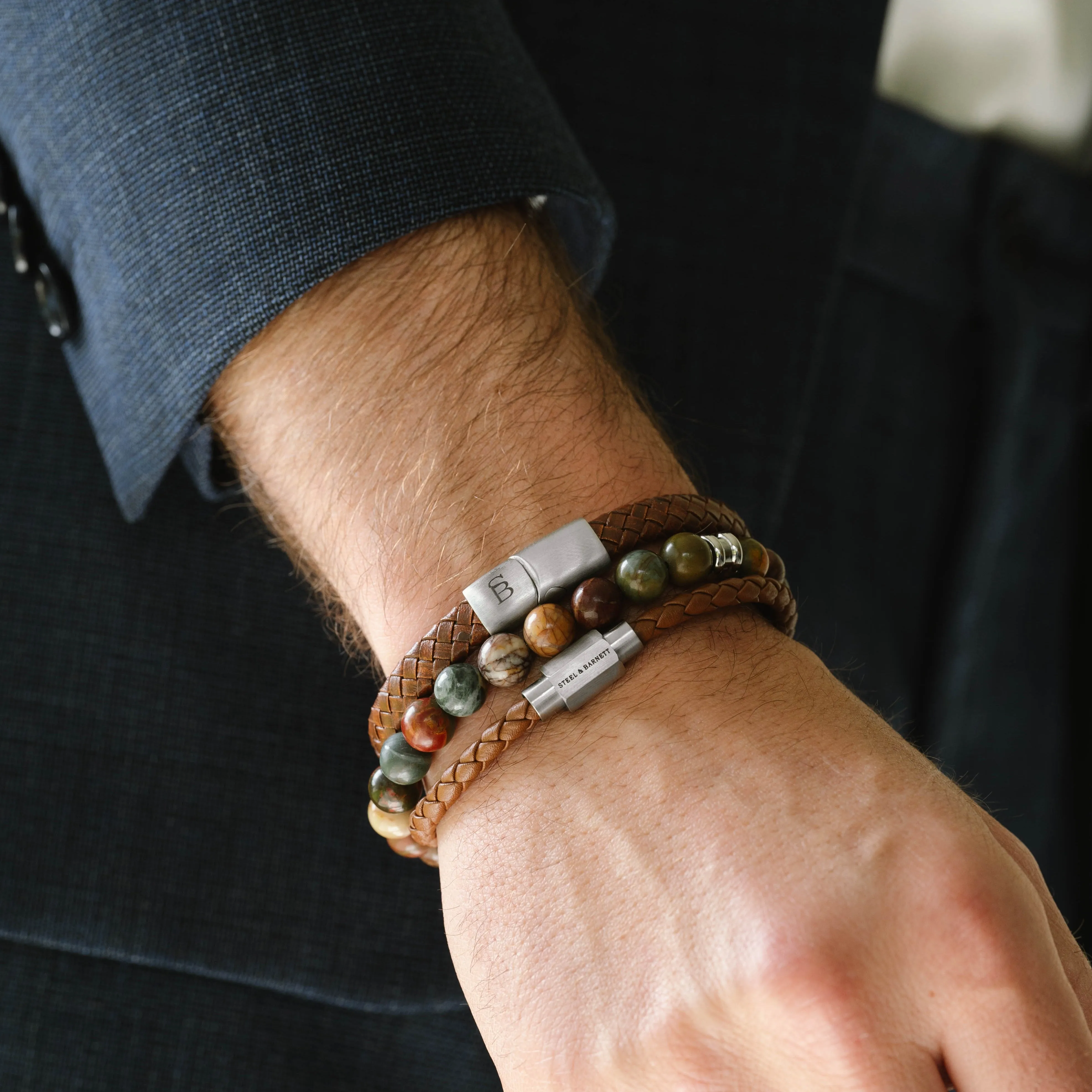 Luke Landon Nappa Leather Bracelet Peanut