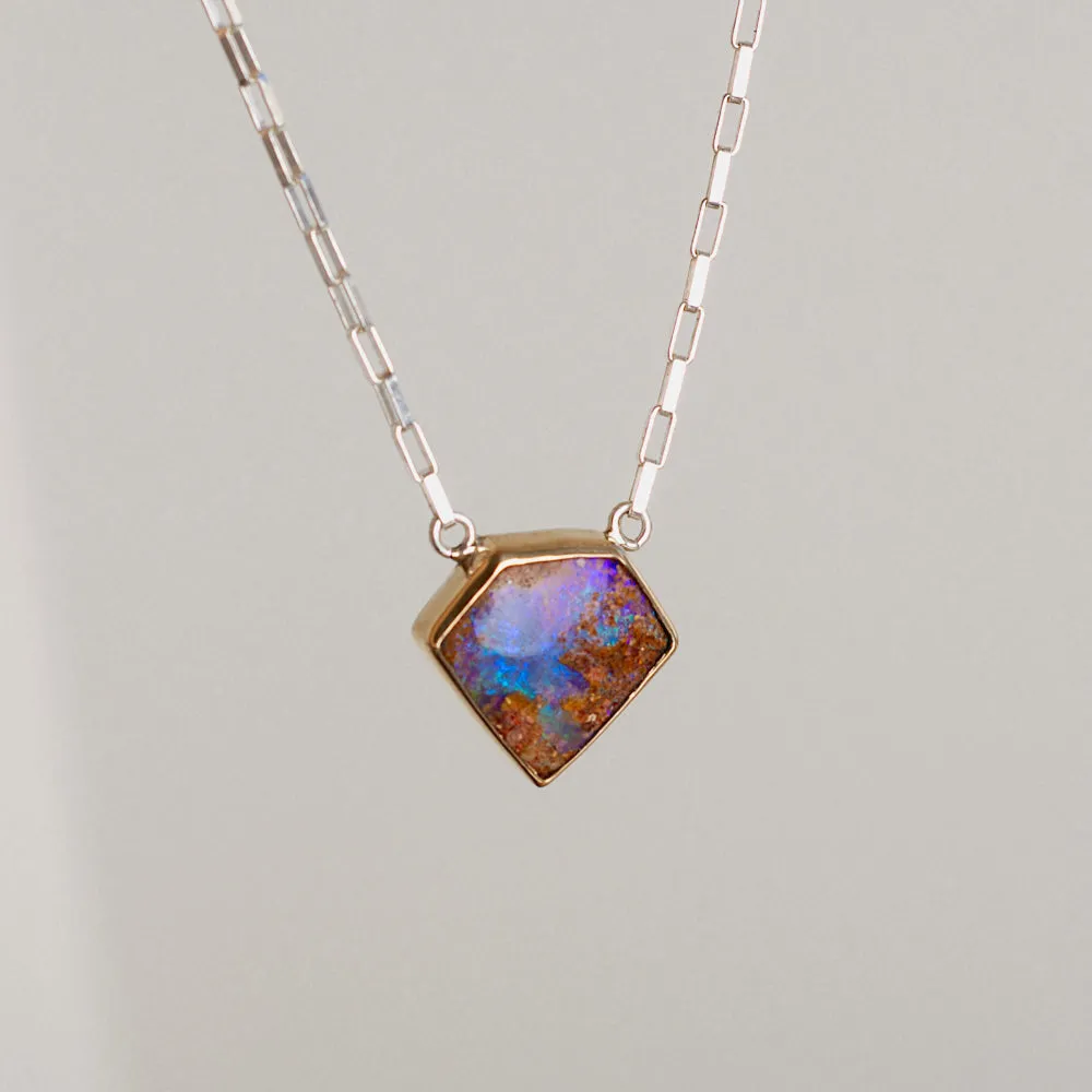 Luminous Necklace ◇ Australian Opal ◇ 14k Bezel