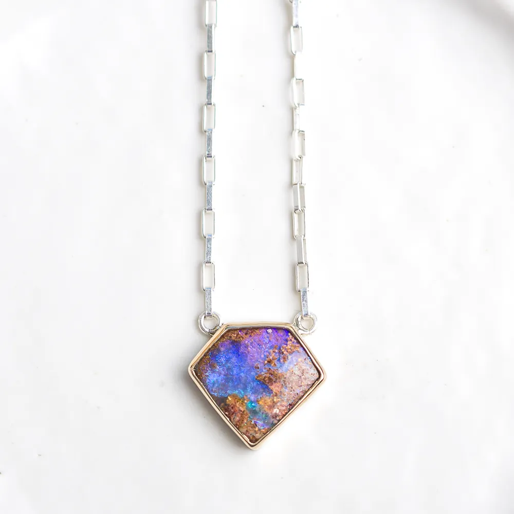 Luminous Necklace ◇ Australian Opal ◇ 14k Bezel