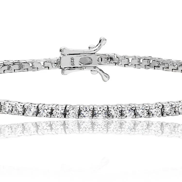 Luminous Silver Cubic Zirconia Tennis Bracelet