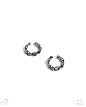Mandatory Musings - Black - Gunmetal Link Chain Paparazzi Ear Cuff Earrings