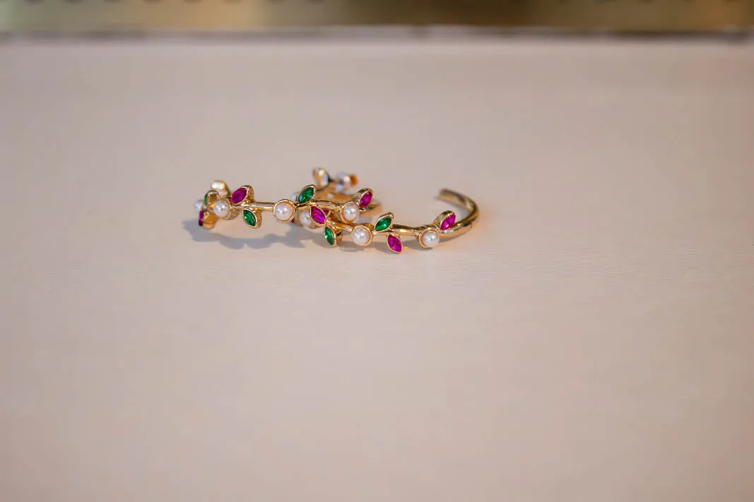 Margot Rhinestone & Pearl Hoop Earrings