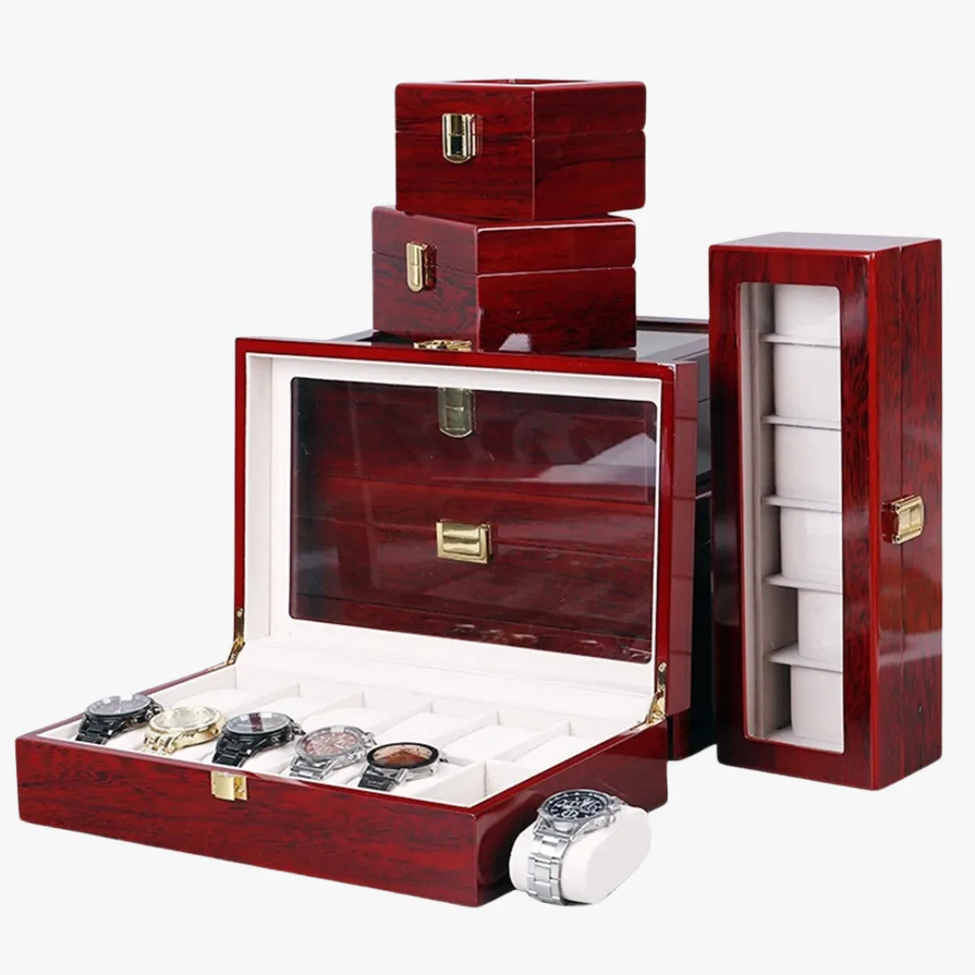 Mason | Wooden Watch Display Box – Glass Lid Organizer (1–12 Slots)