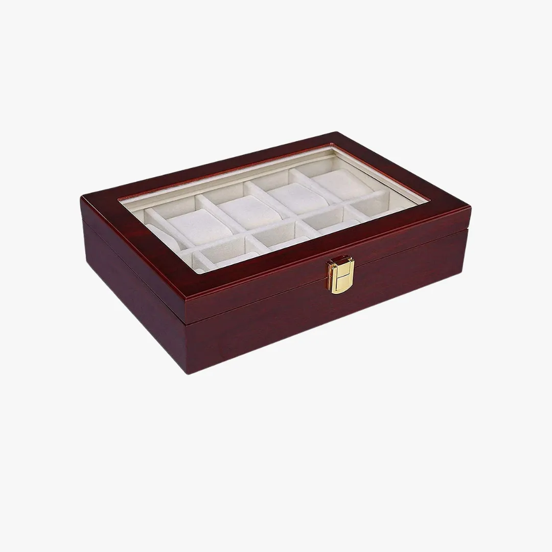 Mason | Wooden Watch Display Box – Glass Lid Organizer (1–12 Slots)