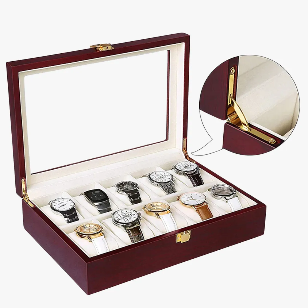Mason | Wooden Watch Display Box – Glass Lid Organizer (1–12 Slots)