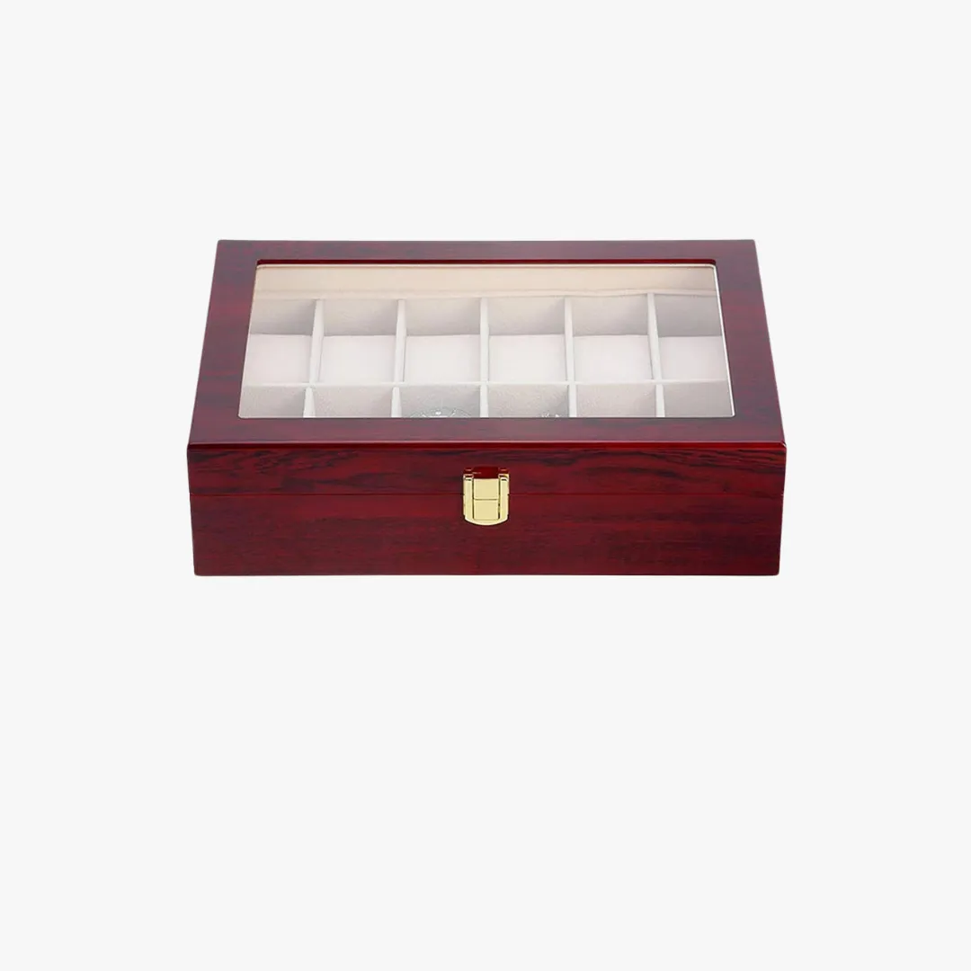 Mason | Wooden Watch Display Box – Glass Lid Organizer (1–12 Slots)