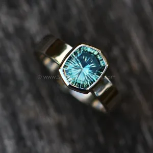 Medium/Heavy Weight Platinum Solitaire Bezel Ring Setting - Fantasy Cut Montana Sapphire Depicted (Setting Only, Center Stone Sold Separately)