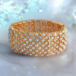MEGAN – gold ab pave stretch rhinestone bracelet
