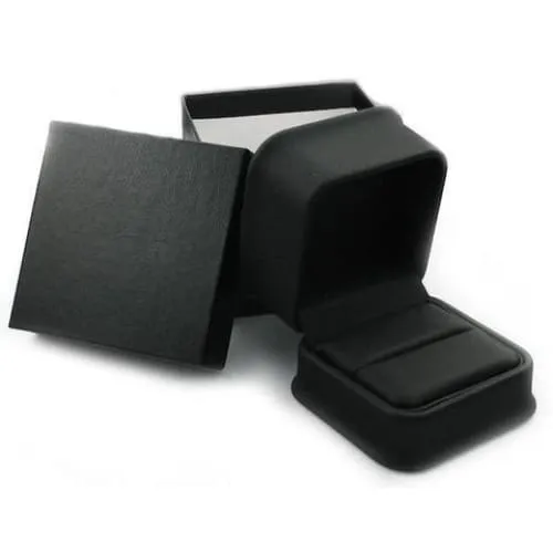 Men's Black Ceramic Wedding Band With Bubinga Wood Inlay & Beveled Edges - 8mm