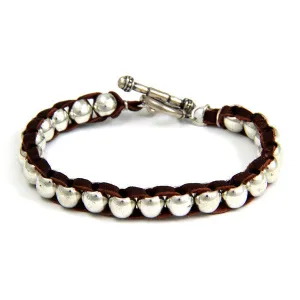 Mens Custom Doughnut and Knot Deerskin Leather Bracelet