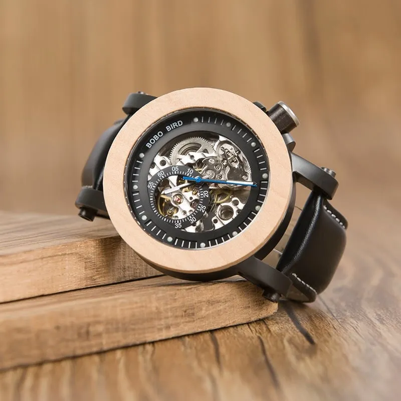 Men's Vintage Black Leather Watch