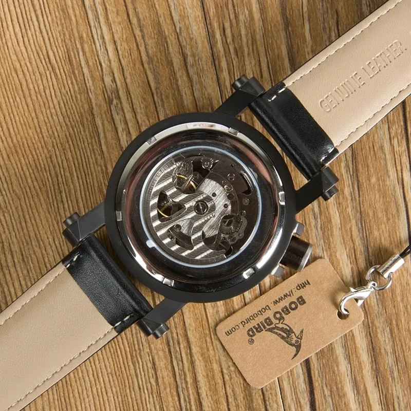 Men's Vintage Black Leather Watch
