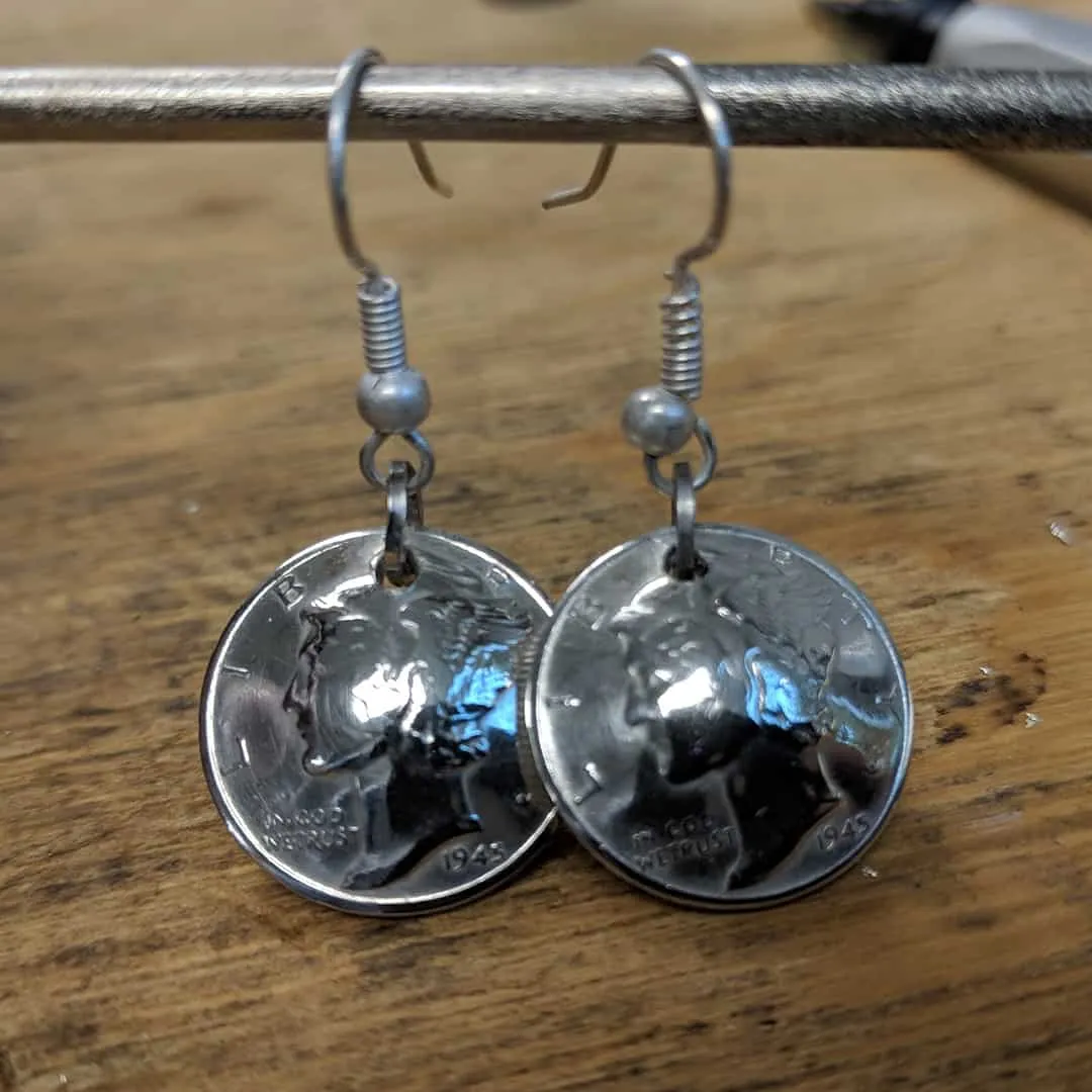 Mercury Dime Drop Earrings