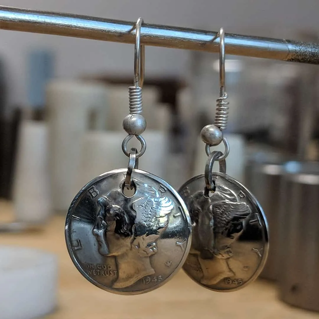 Mercury Dime Drop Earrings