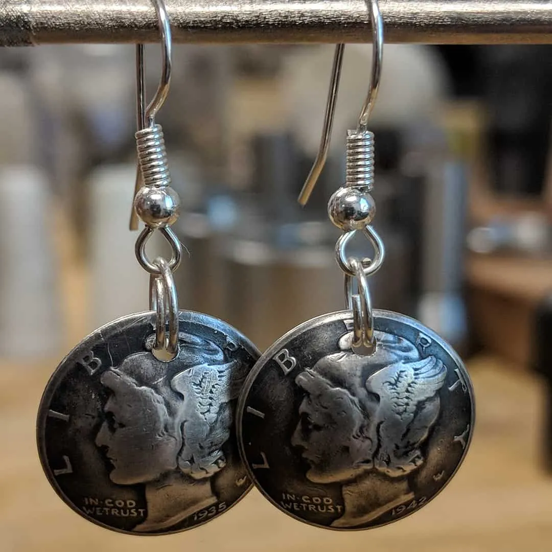 Mercury Dime Drop Earrings