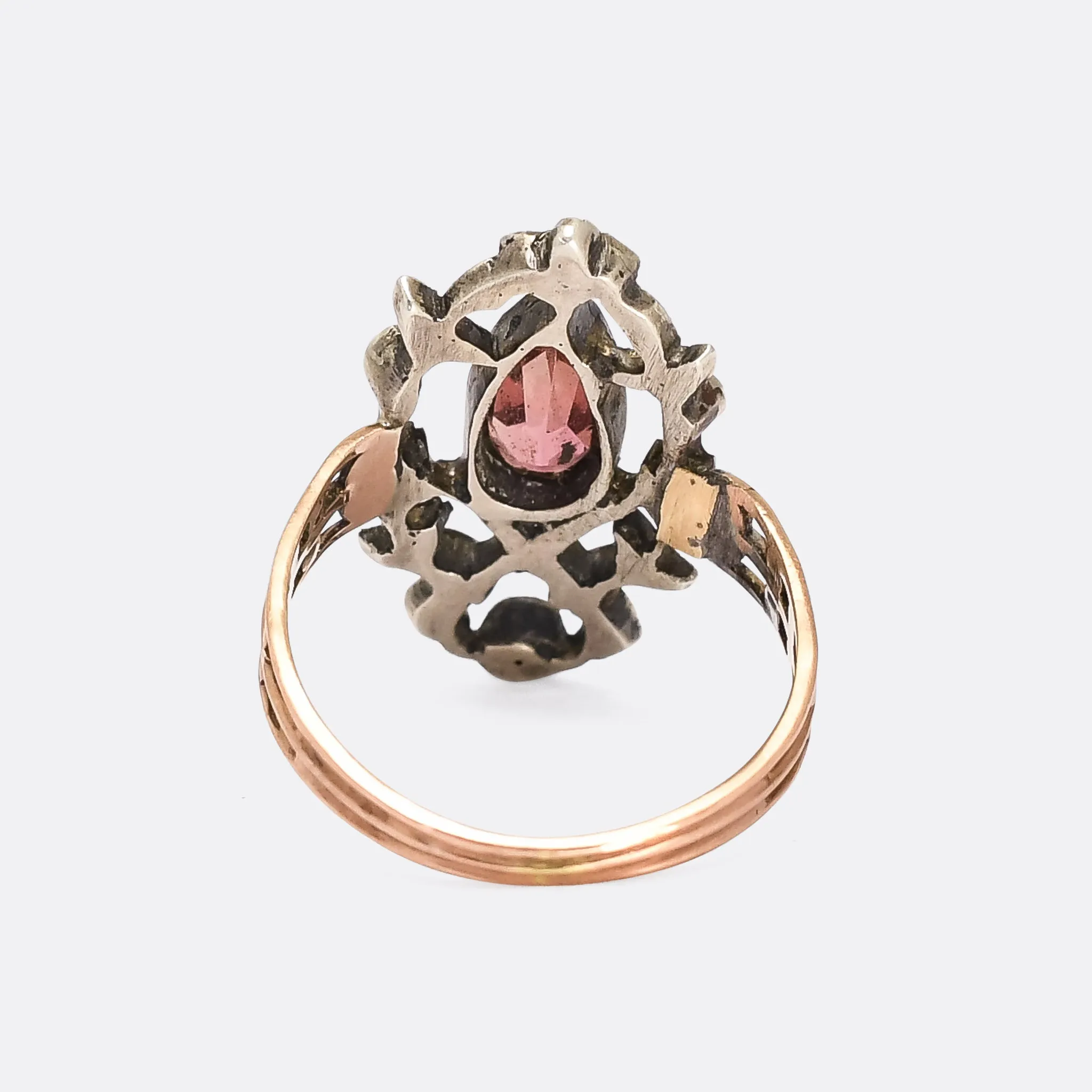 Mid-Victorian Precious Topaz Flower Garland Ring
