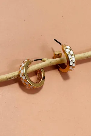 Mini Checker Huggie Hoop Earrings