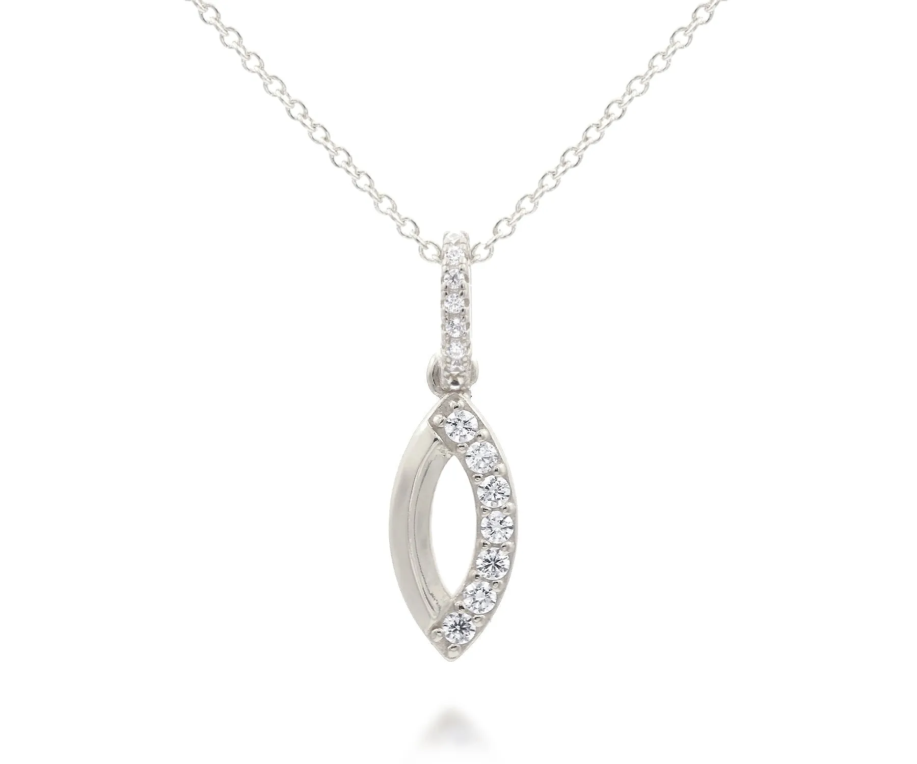 Mini Marquise Pavé Crystal Silver Necklace