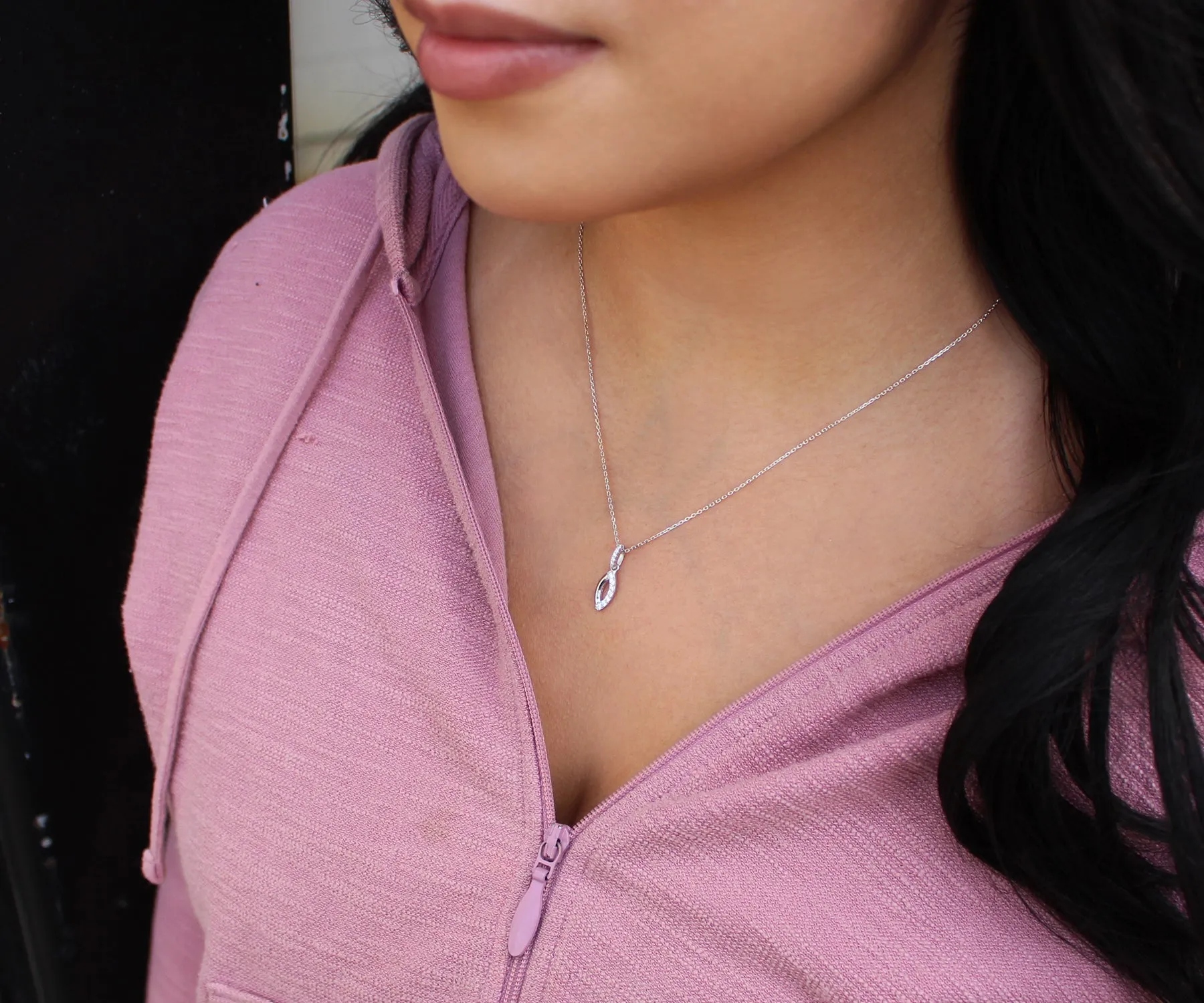 Mini Marquise Pavé Crystal Silver Necklace
