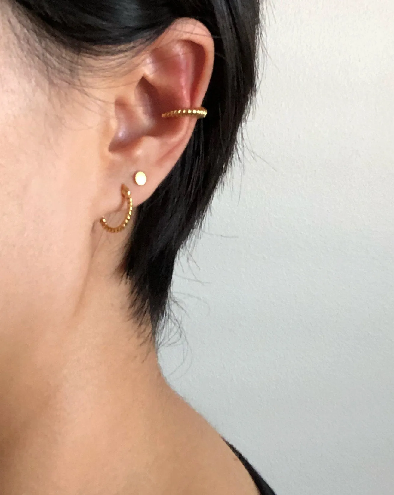 Mini ribbed cuffs, croissant ear cuffs, mini dome earrings, clip on earrings, no piercing, crescent wrap earrings, cartilage clip