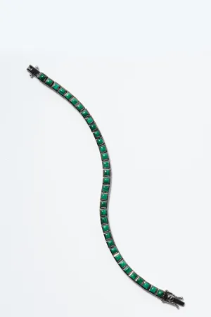 Mini Tile Tennis Bracelet - Malachite