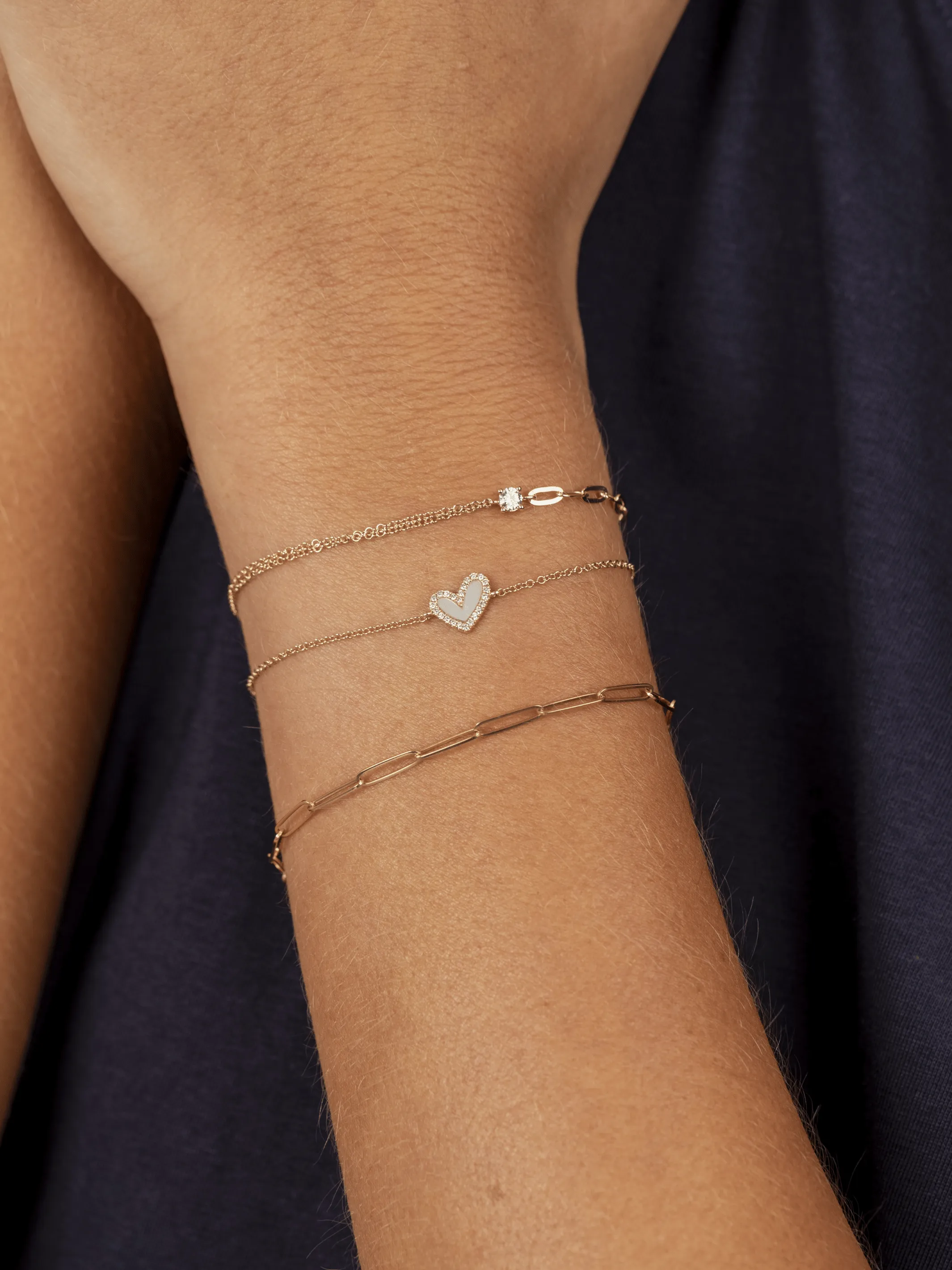 Mixed Chain Diamond Bracelet 14K