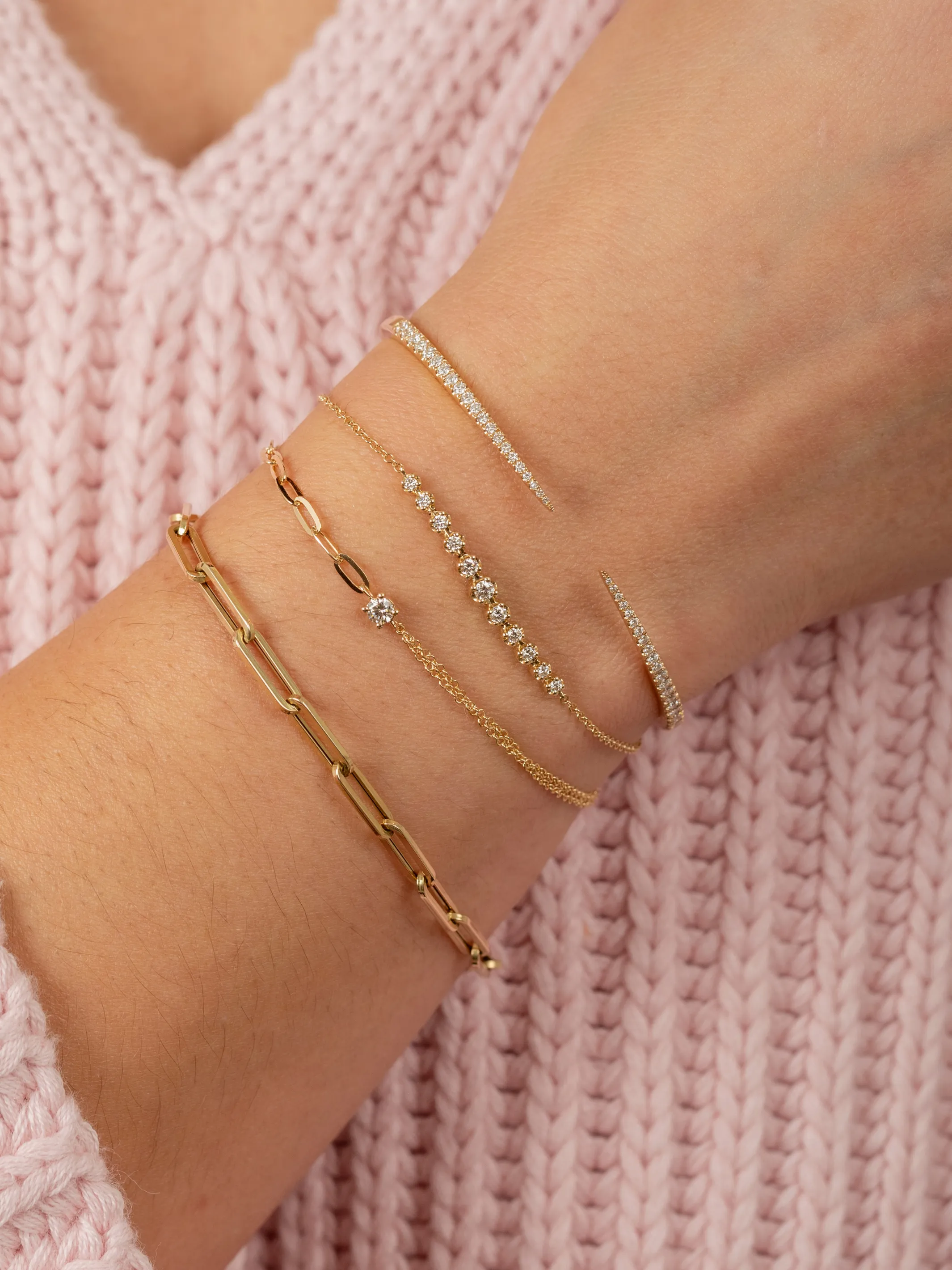 Mixed Chain Diamond Bracelet 14K